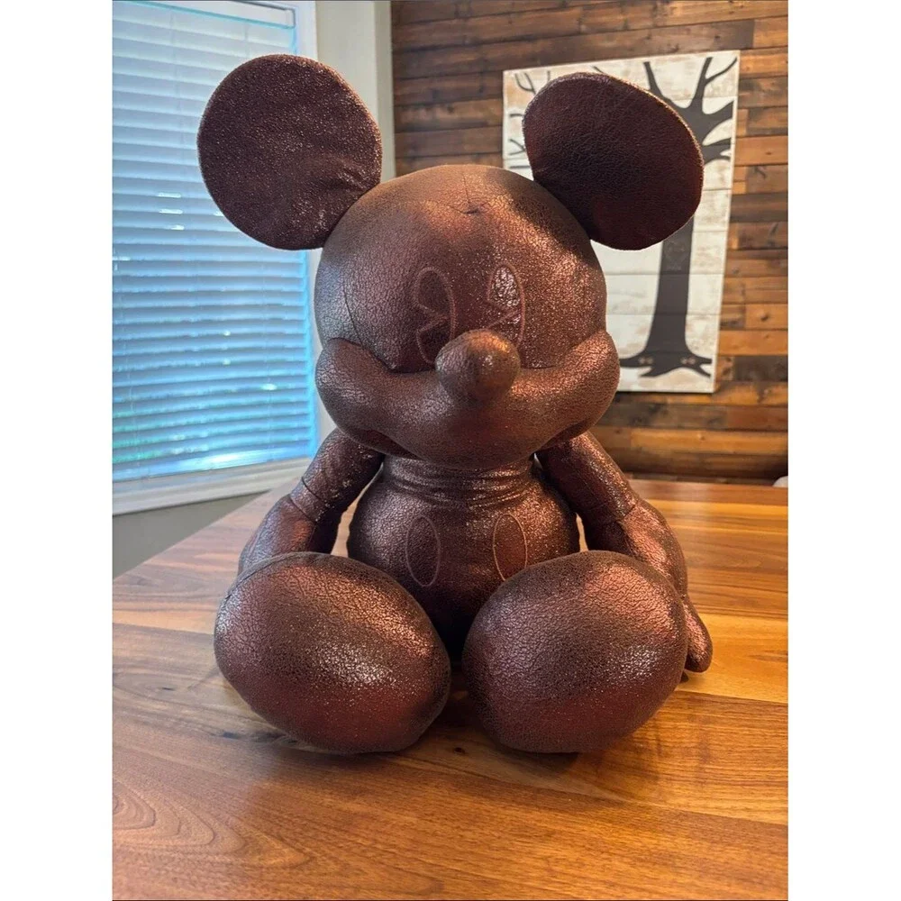 Disney Mickey Mouse Bronze Rose Gold Stuffed Animal Figure Stuffey 26”